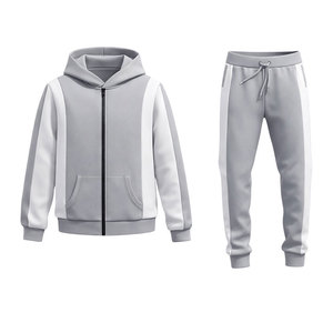 Men’s Slim Fit Grey Tracksuit Set Hooded Sweatshirt and Drawstring Joggers Gym Wear Sportswear Joggers <b>Athletic</b> Training Suit - Product Image 2