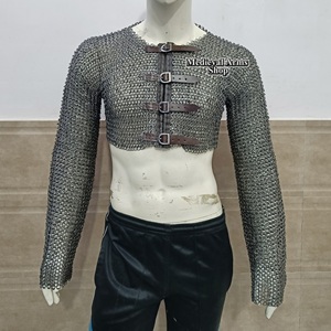 Armadura de malla de acero dulce hecha a mano, diseño medieval de caballero vikingo, con anillos planos remachados, para Halloween, cumpleaños y Pascua - Product Image 1