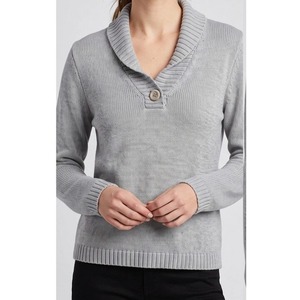 Cardigan gris en laine pour homme à col châle, manches longues, bouton unique, couleur unie, idéal pour l'automne, anti-boulochage, épaisseur standard - Product Image 1