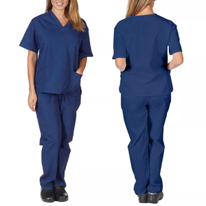 Women's Medical Scrubs Set V-Neck Short Sleeve <b>Top</b> Drawstring Pants Nurse Uniform Multi-Color Clinic Hospital Workwear Wholesale - Product Image 2