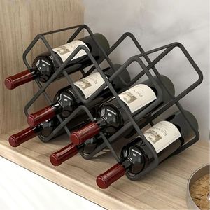 Porte-bouteilles à vin moderne en métal en forme de nid d'abeille, support de comptoir pour 6 bouteilles, présentoir à vin autoportant, organisateur de décoration de cuisine - Product Image 1