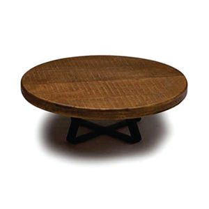 Base Redonda de Madera Rústica para Tartas con Base de Metal Negro, Plato de Exhibición de Postres para Decoración de Bodas y Fiestas, Venta al por Mayor - Product Image 1