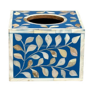 Porta Cajas de Pañuelos con Incrustaciones de Concha Artísticas, Logotipo Personalizado, Color Personalizado, Estilo Decorativo MOP, para Sala de Estar, Baño, Mesa, Uso Multiusos - Product Image 1