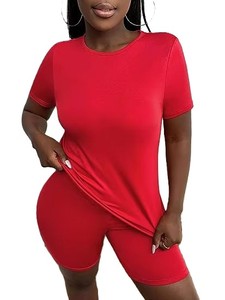 ชุดเซ็ตเสื้อสเวตเชิ้ตและกางเกงขาสั้นลูกไม้ 2 ชิ้นสำหรับผู้หญิง พิมพ์โลโก้ได้ คอตั้ง ผ้าฝ้าย 100% ระบายอากาศได้ดี เป็นมิตรกับสิ่งแวดล้อม เหมาะสำหรับฤดูร้อน - Product Image 2