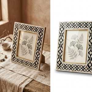 Cadre photo contemporain en nacre, taille et forme personnalisables, présentoir photo artisanal en nacre pour un style moderne - Product Image 5