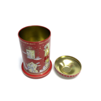 Boîte à musique ronde rouge en fer blanc, boîte cadeau en métal à manivelle, décoration de fête, conteneur à bonbons