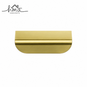 Modern Brushed Brass Edge Pull Cabinet Handle Solid Brass Finger Grip Drawer Pull <b>Wardrobe</b> Cupboard Kitchen Door <b>Hardware</b> - Product Image 1
