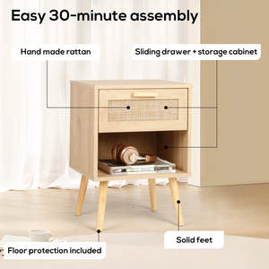 Mesitas de Noche DreamCraft de 2 Piezas de Ratán Vietnamita con 1 Cajón de Almacenamiento, Muebles de Dormitorio Elegantes Tejidos, Hechos en Vietnam - Product Image 6