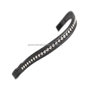 Diseños y tamaños personalizados de lujo Banda de ceja de caballo de cuero de canal vacío con 1 fila de cristales de vidrio plateado decorativos Cadena de diamante - Product Image 1