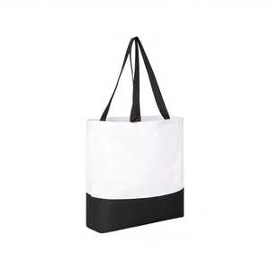 B2B Custom Two Tone Color Block Fashion Tote <b>Bag</b> | Wholesale Reusable 100% Cotton <b>Canvas</b> Shopping Carry <b>Bag</b> Retail Promotion - Product Image 2