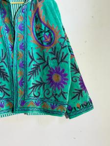 Dhati Handicrafts Indian Suzani Winter <b>Velvet</b> Eco-Friendly 100% Cotton Finished Floral Embroidered <b>Jacket</b> for <b>Women</b> - Product Image 2