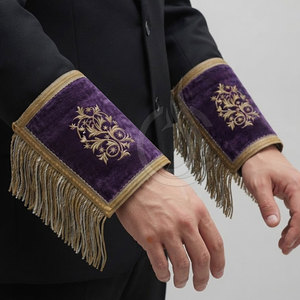 Classic <b>Masonic</b> Cuffs Velvet Embroidered Lightweight Elegant Accessories Clean Traditional Design for Weddings Gatherings Formal - Product Image 4