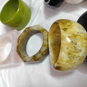 Vintage Agate Cuff Bracelet Natural Stone Jewelry Unisex Fashion <b>Bangle</b> Brown Yellow Patterned Design - Product Image 6