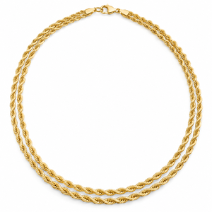 สร้อยคอจี้ทองคำแท้ 14K สีทองขาว ดีไซน์หรูหรา ลายเชือกคู่ สำหรับทุกเพศ ผลิตโดยผู้ผลิตเครื่องประดับชั้นดีตามสั่ง - Product Image 1