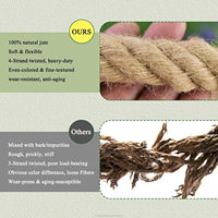 Corde en jute naturelle épaisse torsadée à 3 brins (5 cm x 30,5 m) – Sécable pour balustrades de terrasse, balançoires de véranda, escalade d'arbres, décoration nautique
