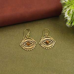 Pendientes Colgantes Geométricos con Piedra Natural y Símbolo de Protección, Joyería Ligera y Moderna para Mujer - Product Image 4