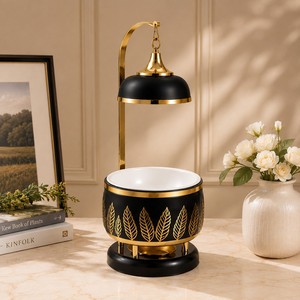 Modern Buffet Food <b>Warmer</b> Lid Stand Premium Ceramic Insert Stylish Rose Gold Metal Construction Durable Handmade Elegant Design - Product Image 4