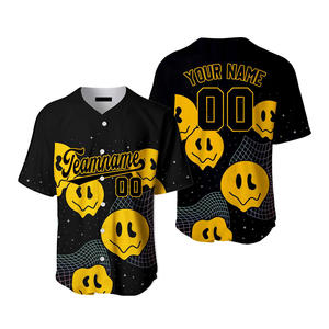 Nouveautés Été Maillot de Baseball Personnalisé Noir Motif Noir-Jaune Tenues de Sport Uniformes - Product Image 2