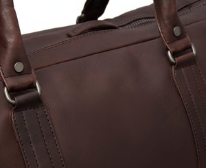 Sac de voyage décontracté en cuir véritable marron foncé avec fermeture éclair pour hommes et femmes - Sac de week-end, sac de voyage de grande capacité, multifonctionnel, de haute qualité - Product Image 2