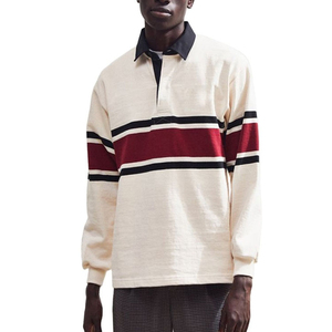 Men's Striped Long Sleeve Polo <b>Shirt</b> Button Down <b>Collar</b> Knitted Casual Autumn Wear - Product Image 1