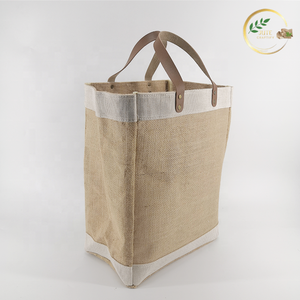 Sustainable Natural Burlap Jute Grocery Bag with <b>Soft</b> Cotton Handles for Eco Conscious Shopping - Product Image 2