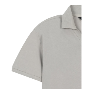Men's Solid Color Knitted Polo Shirt Short Sleeve Casual Style <b>Light</b> Gray - Product Image 3