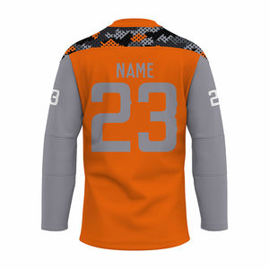 Camiseta de Hockey sobre Hielo Blanca y Naranja para Cumpleaños, Manga Corta, Diseño Sólido, Cuello de Béisbol, Absorbe la Humedad, 320g Poliéster - Product Image 5