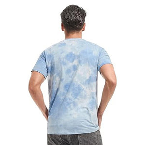 Turquoise Blue Scratch Grunge Print Crew Neck Tee For Men Wholesale Factory Europe Athleisure - Product Image 6
