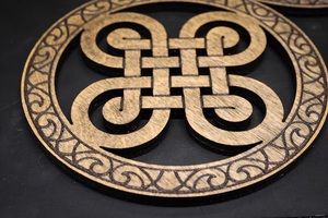 Celtic Knot Laser Cut Solid Wood Coaster Handcrafted Heat Resistant Drink Mat <b>Table</b> <b>Protector</b> Coffee Tea Cup Holder Home Decor - Product Image 3