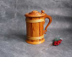 Mug à bière Viking élégant en gros, fait main, rétro, en bois sculpté, style religieux Feng Shui, avec motif ange et amour - Product Image 4