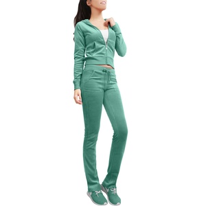 Conjunto Deportivo Verde con Capucha para Mujer, Pantalones Largos de Color Sólido, Casuales, con Bolsillos Laterales, Transpirables, para Otoño - Product Image 3