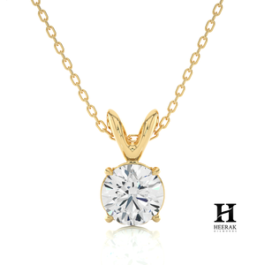 Collar con Colgante de Diamante Solitario de Corte Brillante Redondo en Oro Amarillo de 18K, Joyería Fina - Product Image 2