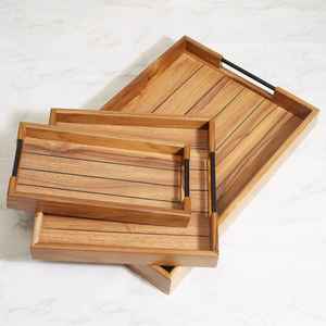 Plateau de service en bois indien fait main pour restaurants et hôtels, disponible en gros pour les cadeaux de Noël, grand plateau en bois offert - Product Image 4