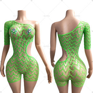 ELITES-Body une pièce en résille à col haut et manches serrées, tenue de danse sexy, tenue rave - Product Image 3