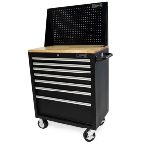 Wholesale 7 Drawer <b>Tool</b> Cabinet with Wood Top Keyed Lock <b>Rolling</b> Matte Black Powder Coated Steel for Garage Workshop - Product Image 2