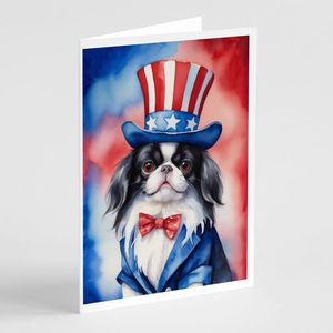 Japanese Chin Patriotic American Whimsical A7 Size 5x7 Blank <b>Note</b> <b>Cards</b> Pack of 8 Envelopes <b>Greeting</b> <b>Cards</b> - Product Image 1