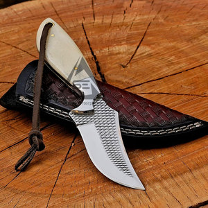 Cuchillos de hoja fija de grado DIY de marca privada con mango de madera y hoja de acero inoxidable de Damasco - OEM personalizable, MOQ bajo, máximo rendimiento - Product Image 3