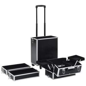 Carrito de Maquillaje de Aluminio Negro con Patrón de Cocodrilo, Organizador Premium - Product Image 5