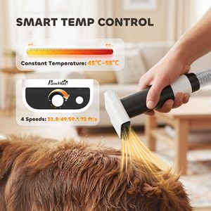 Sèche-cheveux aspirateur 5-en-1 pour toilettage canin, faible bruit 50 dB, vitesse et température réglables, réservoir 1,8 L, tondeuse incluse, produit de toilettage pour animaux de compagnie - Product Image 5