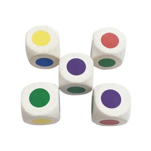 30mm Wooden Round Corner White <b>Dice</b> Color Dot - Product Image 3