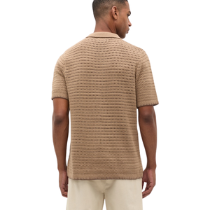 Polo en tricot texturé pour homme, manches courtes, 100% coton, respirant, coupe ajustée, mode estivale, vente en gros - Product Image 6
