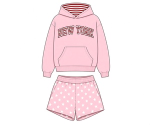 Ensemble 2 pièces pour femme : sweat à capuche ample et short, personnalisable avec logo, idéal pour le sport et les loisirs en automne - Product Image 2