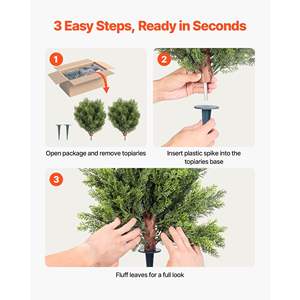 Juego de Árboles de Ciprés Artificiales de 16 Pulgadas, Arbustos Artificiales en Maceta, Plantas Artificiales con Estaca para el Suelo, Árbol de Seda Artificial con Apariencia Realista - Product Image 4