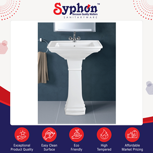 Reputed Supplier Selling Stylish Bathroom Fitting White Ceramic Hand Wash <b>Basin</b> with Pedestal for Wholesale Purchasers - Product Image 2