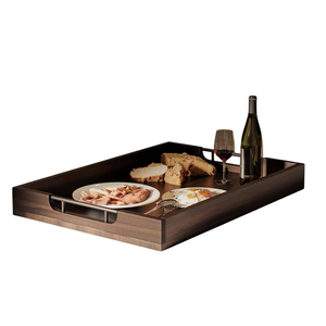 Plateau ottoman en bois d'acacia fait à la main avec poignée grande assiette de service pour la cuisine maison Table Restaurant café affichage utilisation de charcuterie - Product Image 6