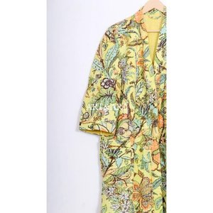 Kimono vintage en coton Kantha, tissu de qualité export, dessiné à la main, respirant, décontracté, court, motif floral, tendance, sexy, été - Product Image 3
