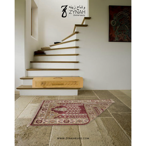 Alfombra de oración persa ZYN AH rectangular de lana y seda, anudada a mano, de pelo bajo, con base de goma antideslizante para el hogar, la mezquita y viajes. - Product Image 3