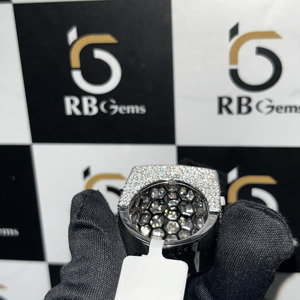 RB Gems Micro Pave Hip Hop Letter BAY Unisex Glam Party Jewelry IGI Certified Men's customized <b>Emerald</b> Cut Diamond <b>Ring</b> - Product Image 3