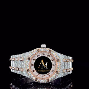 Montre de luxe classique pour homme en moissanite, boîtier carré 41 mm, mouvement mécanique ETA, lunette en cristal saphir, puissance VVS, analogique 20 mm - Product Image 1