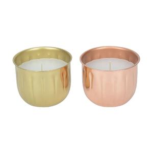 Ensemble de 2 pots à bougies en métal doré et or rose, porte-bougie décoratifs de qualité supérieure, diamètre 10,3 cm, hauteur 8 cm - Product Image 4